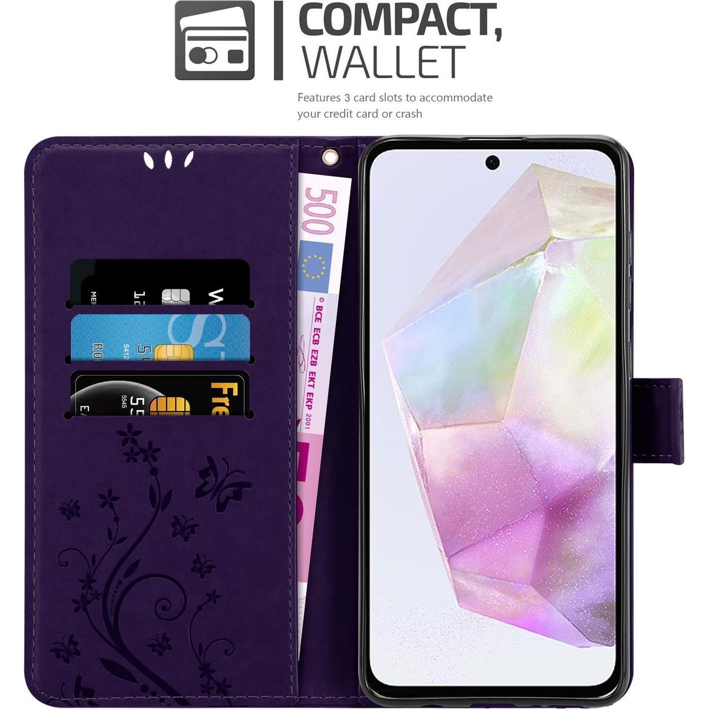 Thumbnail - Cadorabo Hülle für Samsung Galaxy A35 mit Blumen Muster (Samsung Galaxy A35), Smartphone Hülle, Violett