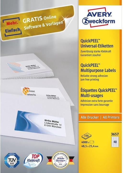 Actual product image Avery Universal labels