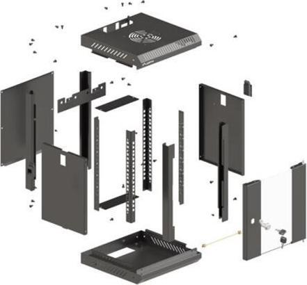 Produktbild Lanberg Szafa Instalacyjna Rack Wisząca 10 9u 300x300 Czarna Drzwi Przeszklone (Flat Pack) (9 HE, 10 Zoll Rack)