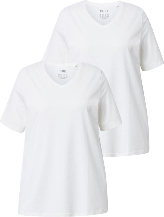 Actual product image Ulla Popken 2 Pack Eco Cotton Short Sleeve V-Neck Tees (50, 52)