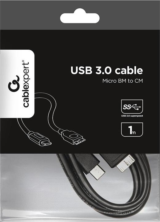 Produktbild Gembird CABLE USB-C TO MICRO USB3 BM/1M CCP-USB3-MBMCM-1M (1 m, 18 W)