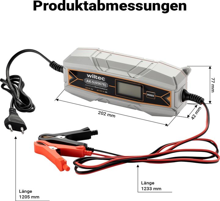 Actual product image Wiltec Ladegerät 6-12V Batterieladegerät 10-120Ah Autobatterie Kfz LCD-Display (4 A, 12V, 6V)