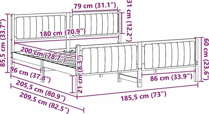 Image du produit vidaXL Plattformbettgestell (180 x 200 cm)