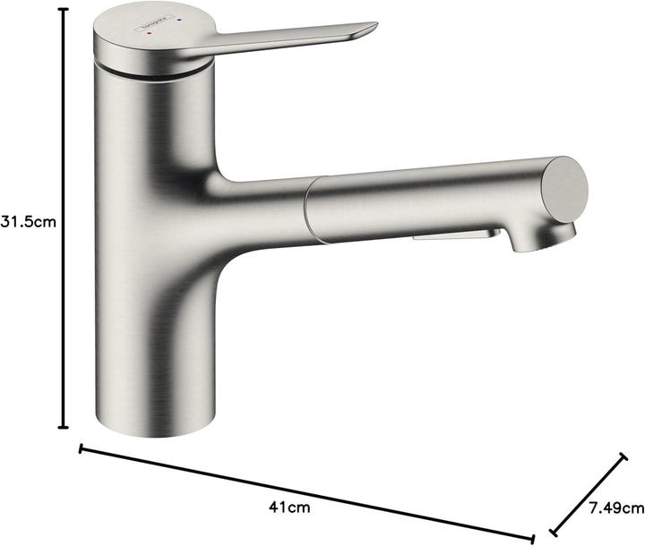 Immagine prodotto hansgrohe Miscelatore monocomando per lavello HG Zesis M33 150 doccia estraibile 2 getti sBox lite ES-Op.