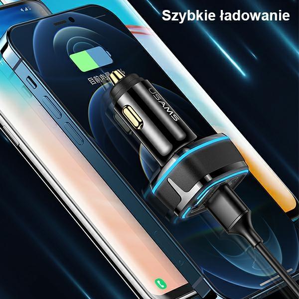 Image du produit Usams Ład. sam. 2xUSB+1xUSB-C C24 80W (only head) Fast Charge czarny/black CC126TC01 (US-CC126)