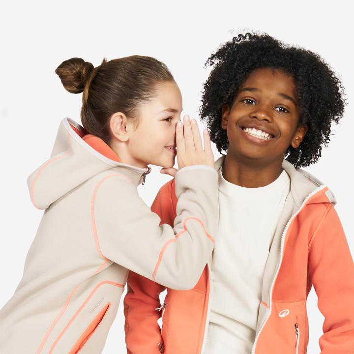 Produktbild Tribord Fleecejacke Segeln Kinder warm wendbar 500 orange/beige (164)