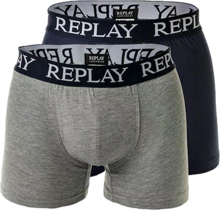 Immagine prodotto Replay Trunk BOXER Style 01/C Basic Cuff Logo im 2er Pack (XXL, Confezione da 2)