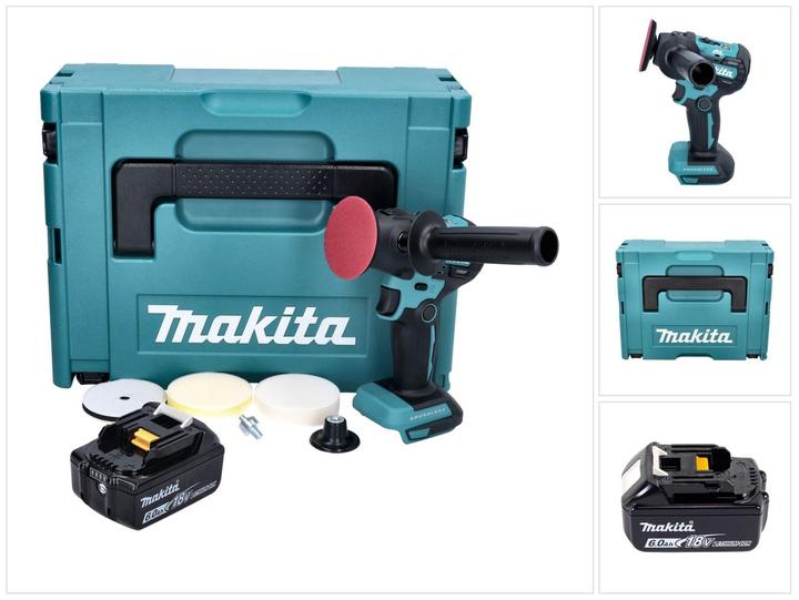 Produktbild Makita DPV 300 G1J Akku Schleifer Polierer 18 V 50 / 80 mm Brushless + 1x Akku 6,0 Ah + Makpac - ohn (Exzenterpolierer)