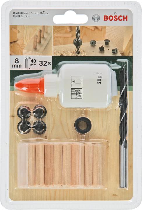 Produktbild Bosch Zubehör 32tlg. Dübel-Set D= 8 mm L= 40 mm (32 Stk.)