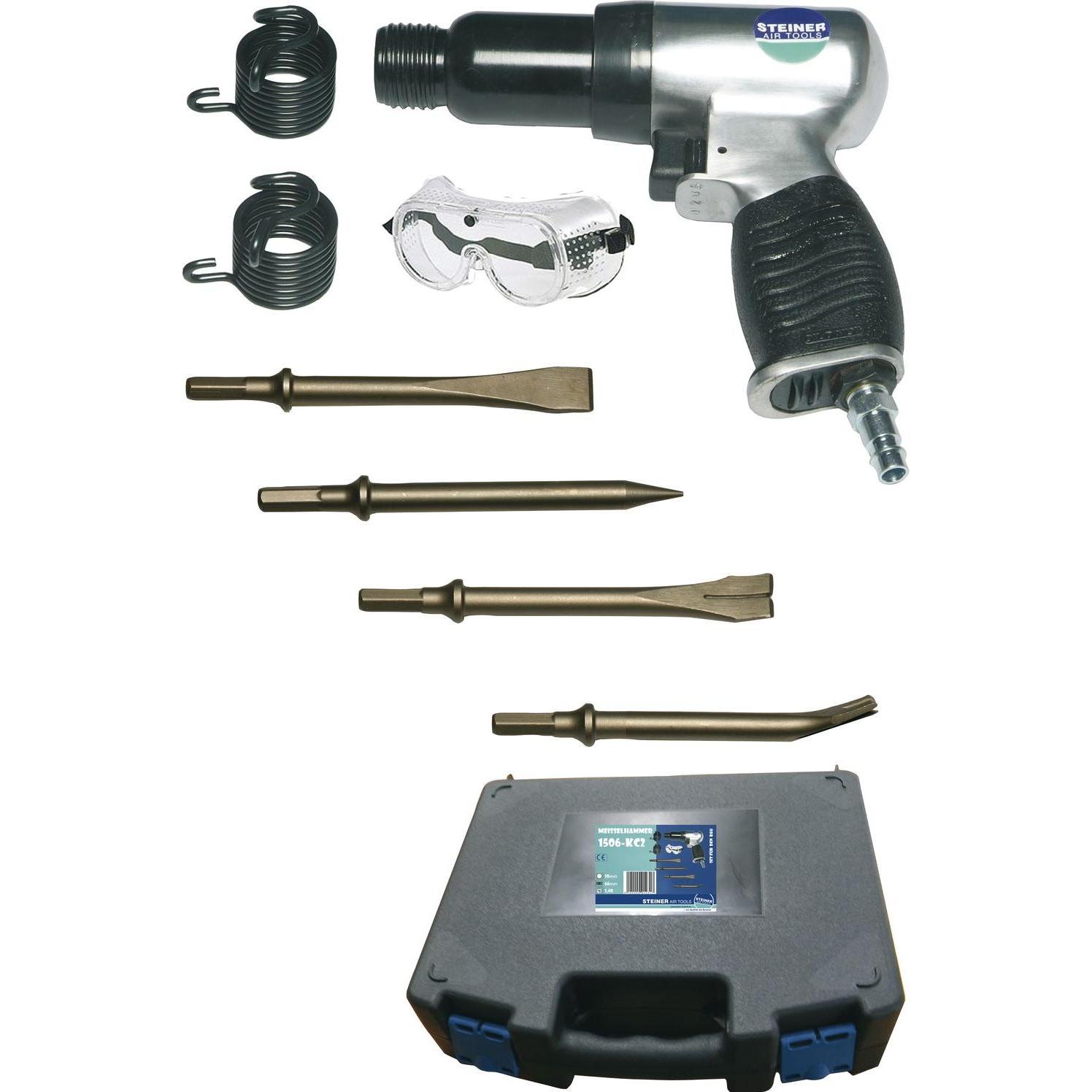Steiner, Zubehör Druckluftwerkzeug, Druckluft Meisselhammer Luftanschluss 1/4" Arbeitsdruck 6,3 bar, 7-teilig