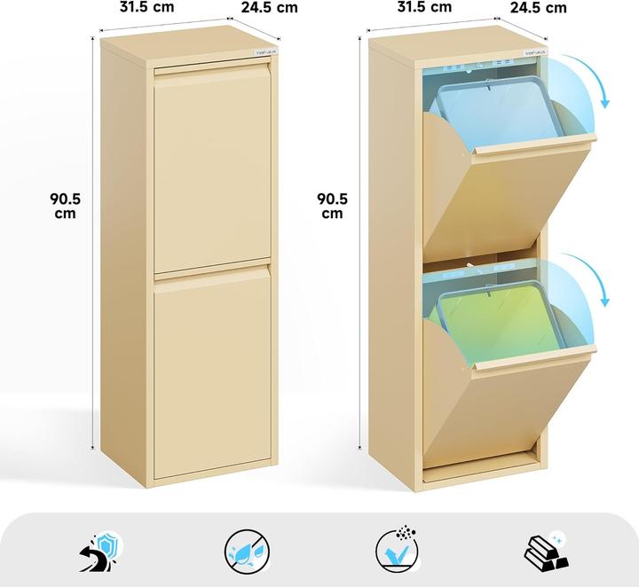 Produktbild Veehaus Küchenmülleimer mit Klappdeckel, 2x15L (30 l)