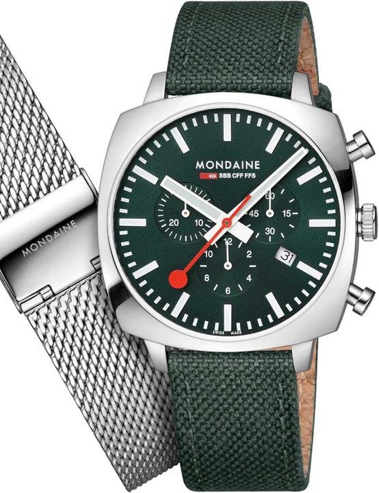 Actual product image Mondaine Grand Cushion (Chronograph, 41 mm)