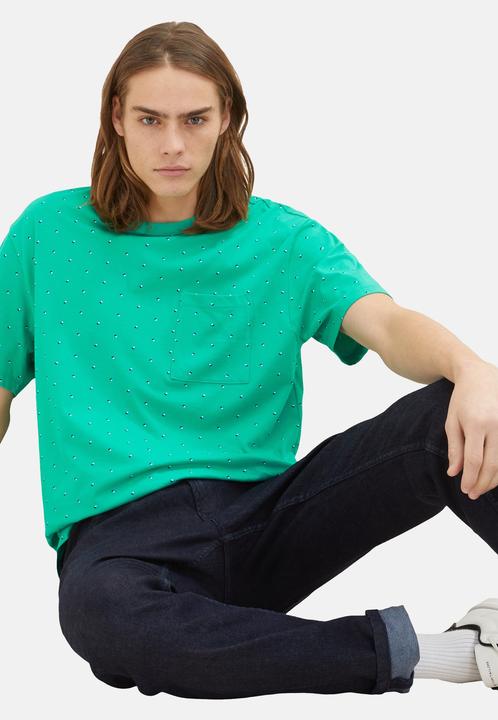 Actual product image Tom Tailor T-Shirt Kurzarmshirt gepunktet mit Brusttasche (M)