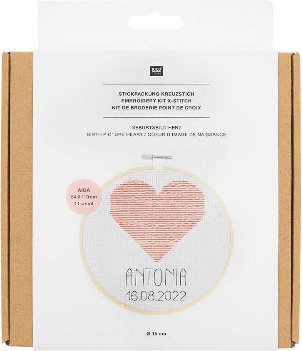 Produktbild Rico Design Stickpackung Geburtsbild Herz.100141