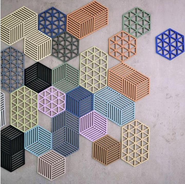 Actual product image Zone Denmark Hexagon 3er Set Indigo Blue Fog Olive Taupe (3x)