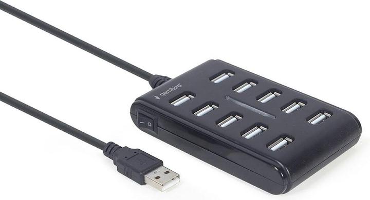 Produktbild Gembird UHB-U2P10P-01 10-Port-USB-2.0-Hub, schwarz (USB-A, 10 Ports)