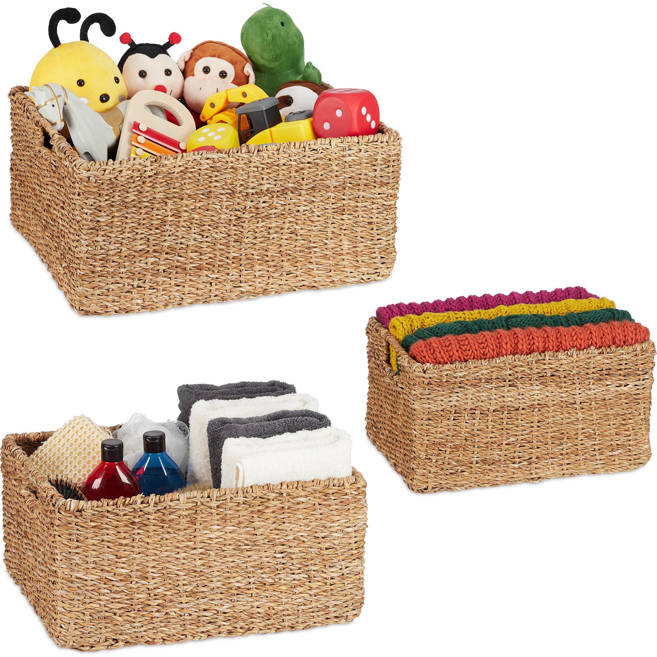 Relaxdays, Aufbewahrungskorb, 3tlg. Aufbewahrungskorb-Set (3 x)