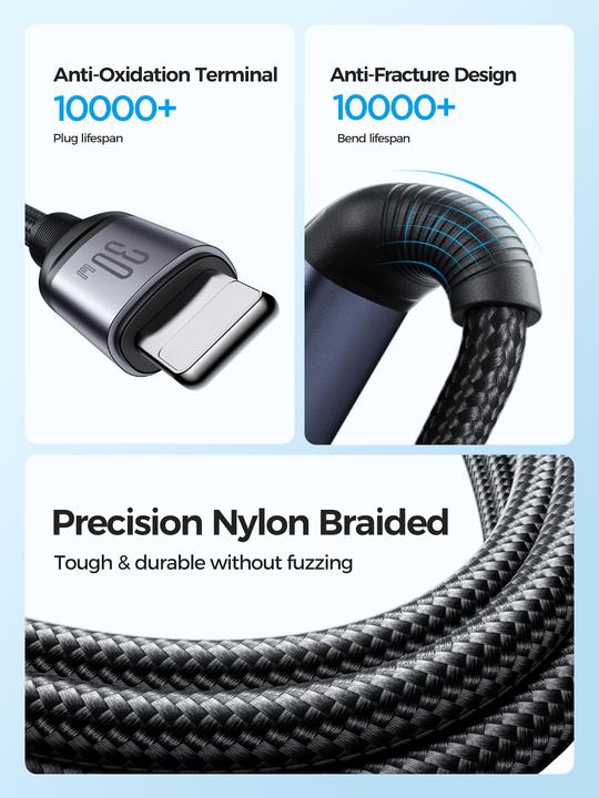 Actual product image Joyroom SA21-1T3 Speedy Series 30W 3-in-1 Fast Charging Cable (Type-C to L+C+M) 1.2m-Black (1.20 m, 30 W)