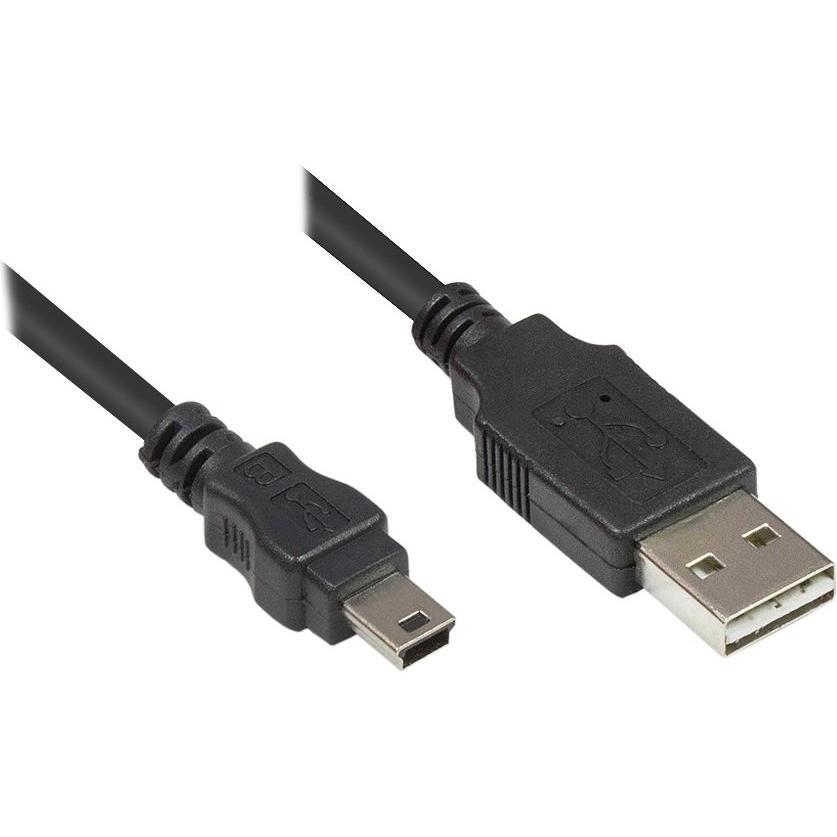 Good Connections Anschlusskabel USB 2.0 EASY Stecker A an mini Stecker, schwarz, 0,5m,  (0.50 m, USB 2.0), USB Kabel