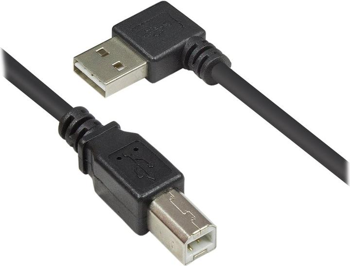 Produktbild Good Connections Anschlusskabel USB 2.0 EASY Stecker A gewinkelt an Stecker B, schwarz, 0,5m, ® (0.50 m, USB 2.0)