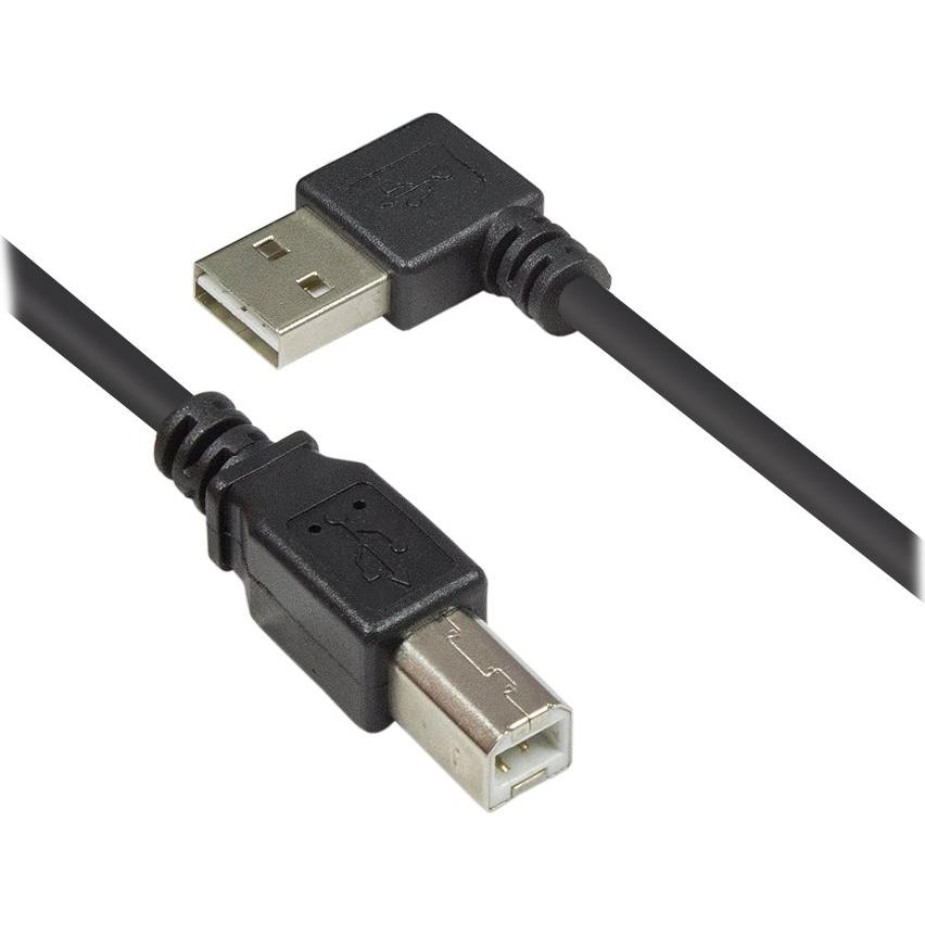 Good Connections Anschlusskabel USB 2.0 EASY Stecker A gewinkelt an Stecker B, schwarz, 0,5m,  (0.50 m, USB 2.0), USB Ka...