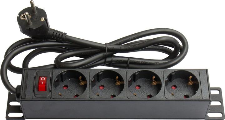 Actual product image Good Connections Power strip 25,40cm (10"), 1U, Schuko plug to 4x Schuko socket, with switch (4 x, CEE 7/3, 1.80 m)