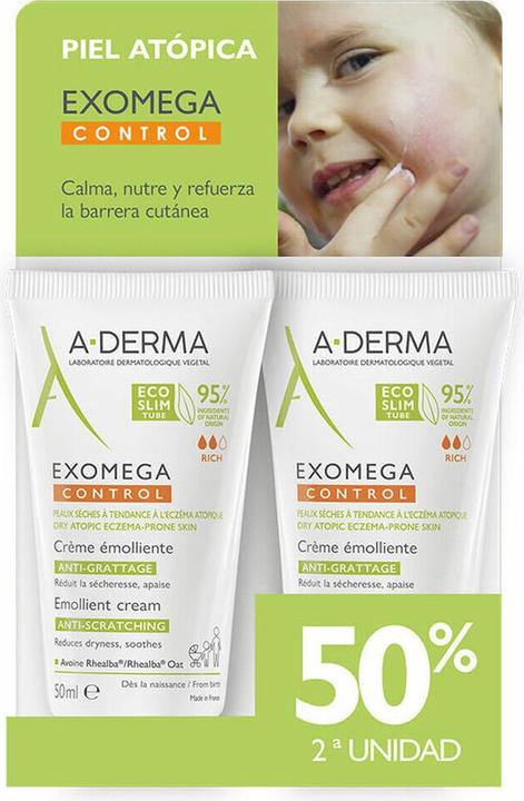 Actual product image A-Derma Exomega Control Emollient Cream 50ml - Pack of 2 (100 ml, Face toner)