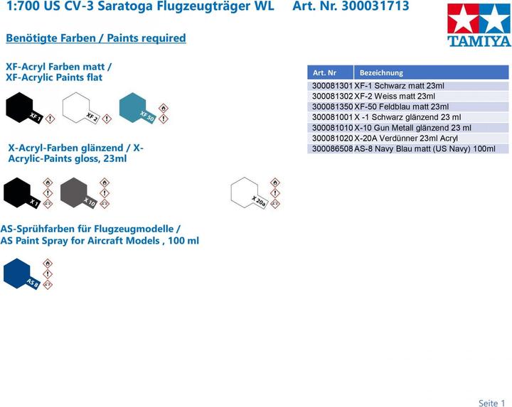 Immagine prodotto Tamiya Portaerei della Marina USA CV-3 Saratoga
