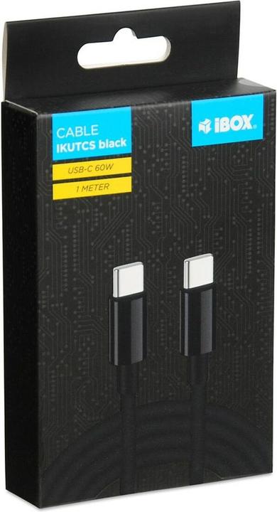 Actual product image iBox Cable Ikutcs1b USB-C 60w Silicon 1m Black (1 m, USB 2.0, 60 W)