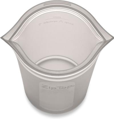 Actual product image Zip Top Reusable 100% Platinum Silicone Container, Small Cup - Grey