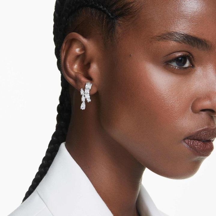 Actual product image Swarovski Matrix Drop Earrings Various Cuts White (Swarovski Metal)