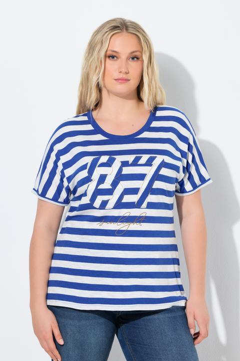 Actual product image Ulla Popken Patchwork Striped Graphic Tee (60)
