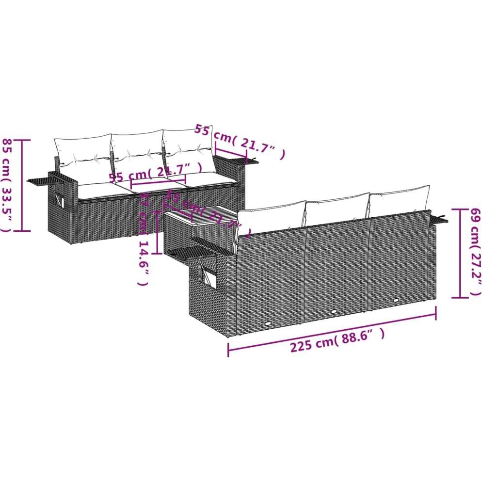 Thumbnail - VidaXL, Gartenlounge, 10-tlg. Garten-Lounge-Set mit Kissen