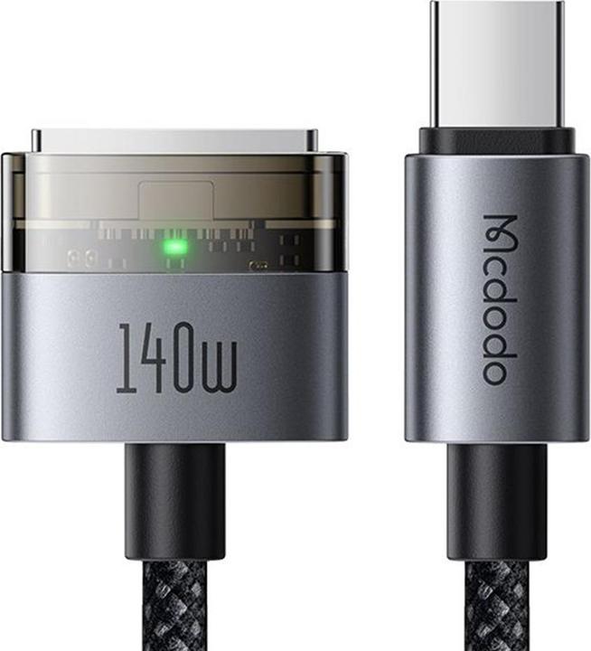 Mcdodo - Magnetic Cable (CA-2071) - USB-C to MagSafe 3, 140W, LED Indicator, 2m - Black (2 m, 140 W)