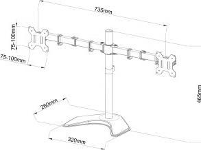 Actual product image Art bracket L-21N for 2 x 13-27 inch LCD/LED MONITORS (Table, 10 kg)