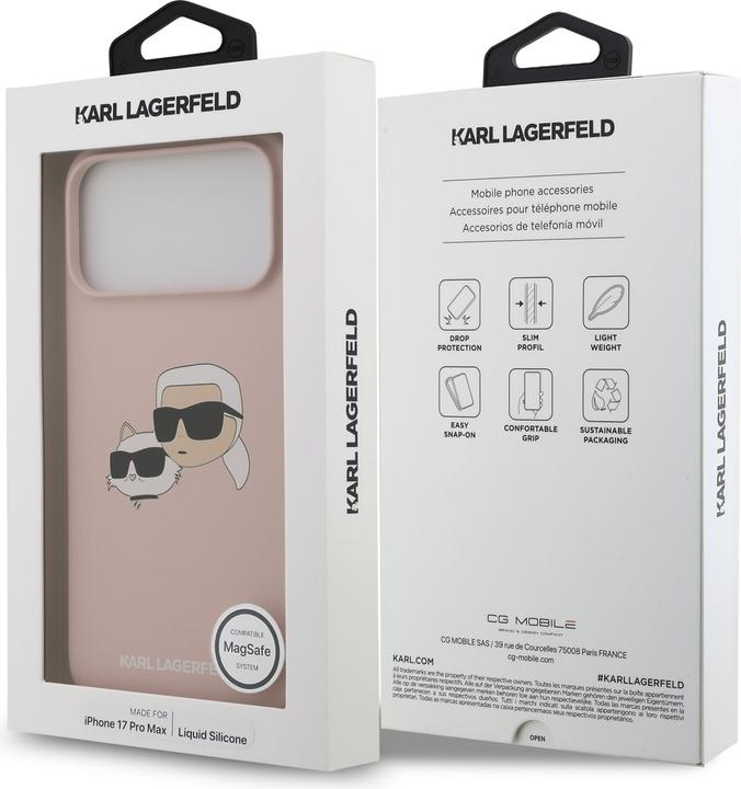 Image du produit Karl Lagerfeld Coque Liquid en silicone avec design tête Karl et Choupette compatible MagSafe (Apple iPhone 17 Pro Max)