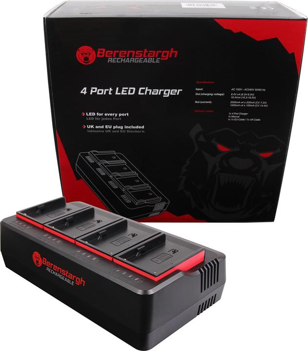 Actual product image Berenstargh 4-f??h L?d?g?rät für Sony BP-U30 BP-U60 BP-U90 BP-U95 (Camera battery charger)