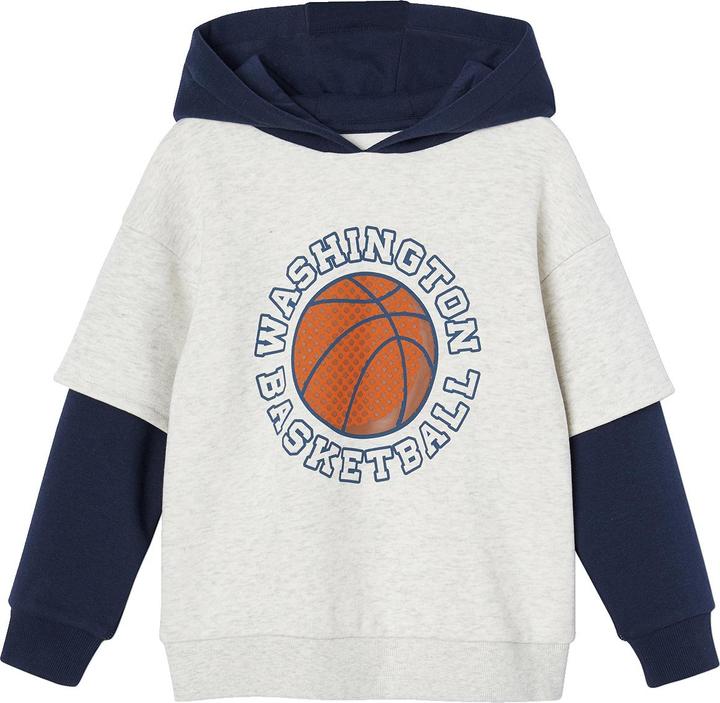 Actual product image Vertbaudet Boys' hooded sweatshirt with layered effect & recycled polyester (98)