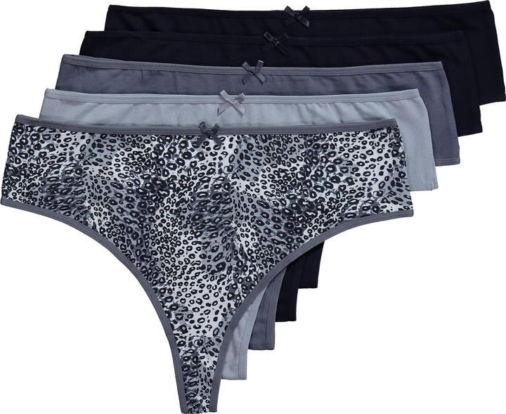 Produktbild Ulla Popken Strings, 5er-Pack, Animalmuster/einfarbig (62)