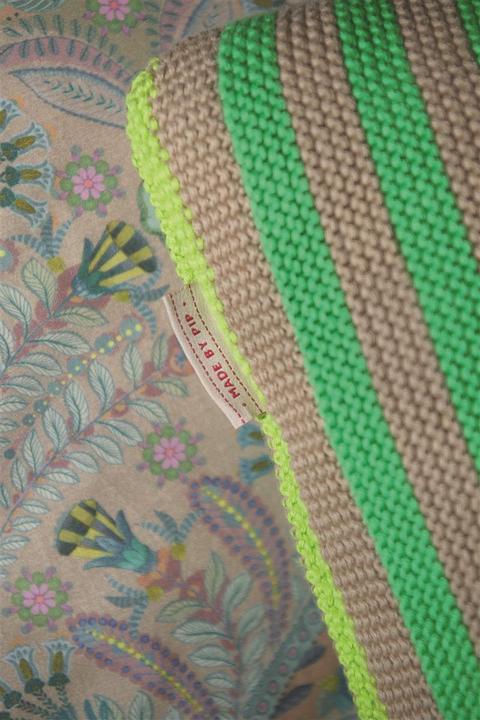 Actual product image PIP Studio Bonsoir Stripe bedspread knitted Throw green 130x170cm (1pc) (130 x 170 cm)