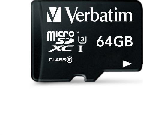 Actual product image Verbatim Pro (64 GB, microSDXC, U3, UHS-I)