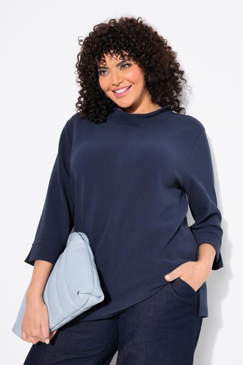 Actual product image Ulla Popken Cross Ribbed 3/4 Sleeve Turtleneck Sweatshirt (46, 48)