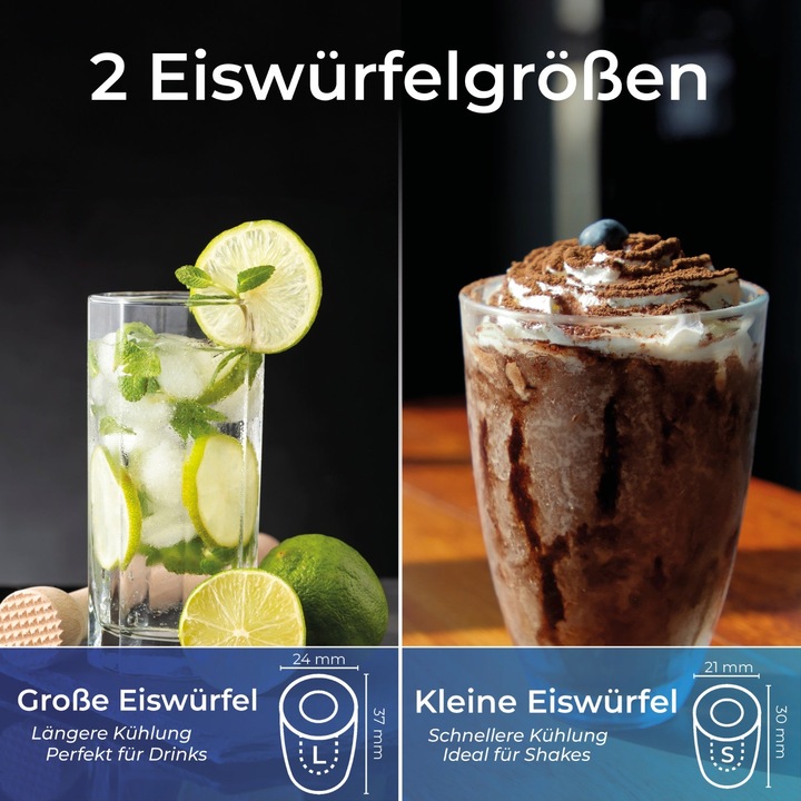 Image du produit KLAMER Eiswürfelmaschine 2.1 L Wassertank, 120 W Ice Maker