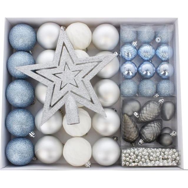 MICA Living, Christbaumschmuck, Christbaum Dekorations-Set - blau/silber - 40 Teile (40 -teilig)