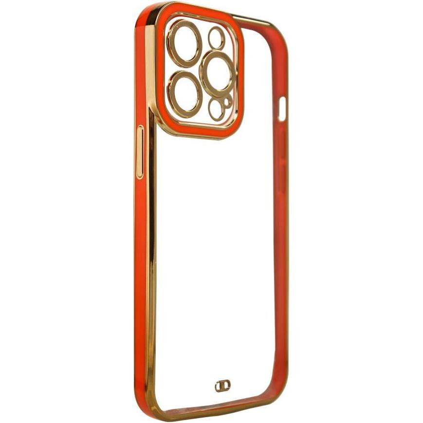 Thumbnail - Hurtel Fashion Case for iPhone 13 Pro Max Gold Frame Gel Cover Red (Apple iPhone 13 Pro Max), Smartphone Hülle, Rot