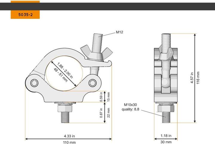 Actual product image Global Truss Half Coupler Slim 48-51/30/300kg stage black