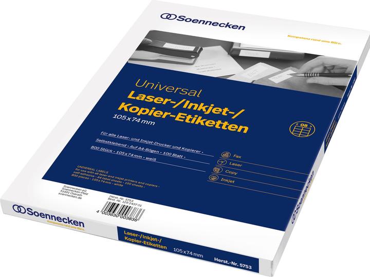 Image du produit Soennecken Étiquette 5753 105x74mm blanc 800 pcs/paquet