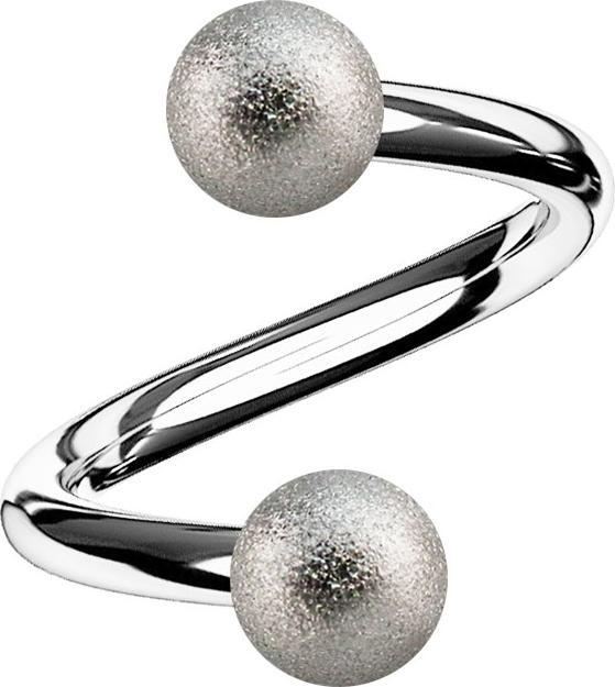 Image du produit Star Piercing Micro spirale argentée avec deux boules mouchetées (sans laiton, Acier chirurgical 316L)