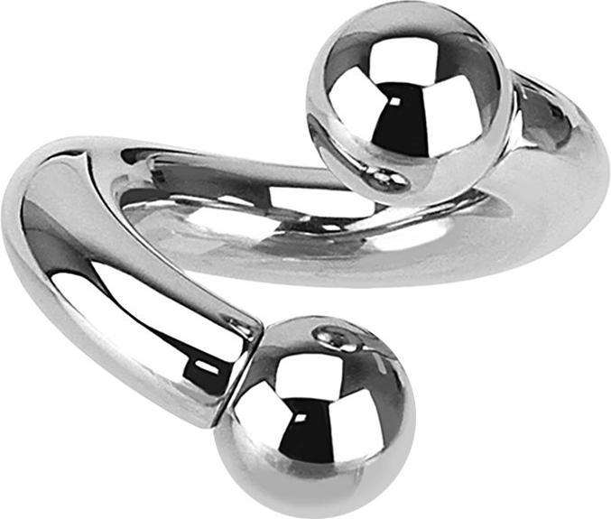 Produktbild Star Piercing Spirale Innengewinde silber mit zwei Kugeln (ohne Messing, Chirurgenstahl 316L)