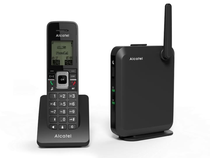 Actual product image Alcatel IP2215P IP-DECT base with IP15 handset, black 6 SIP accounts, 4 SIP channels
